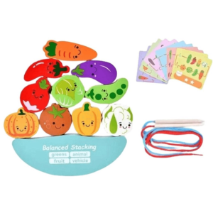 Joc Montessori din lemn, joc de snuruire, stivuire si echilibru, 3 ani+ a fost adăugat la favorite!