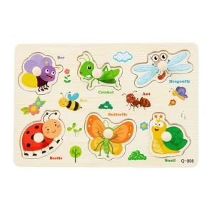 Puzzle Incastru din lemn cu butoni – Insecte, 22x15 cm, 3 ani+ a fost adăugat la favorite!