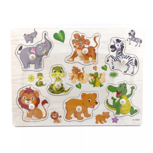 Puzzle Incastru din lemn cu butoni - Animale salbatice, 3 ani+ a fost adăugat la favorite!