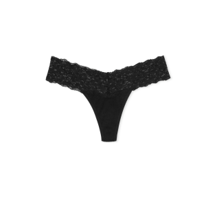 Chiloti Tanga Victoria’s Secret, din bumbac cu talie din dantela - Black a fost adăugat la favorite!