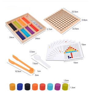 Joc educativ mozaic creativ - Placa Montessori cu piese cilindrice din lemn, 3 ani+ a fost adăugat la favorite!