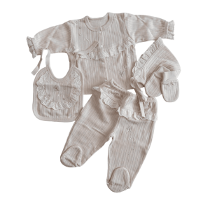 Set cadou de bumbac pentru bebe, 5 piese, bej/crem a fost adăugat la favorite!