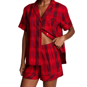 Pijama scurta de bumbac Victoria's Secret - Red Lacquer Plaid a fost adăugat la favorite!