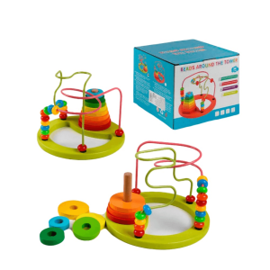 Jucarie educativa din lemn, labirint si turn de stivuire - Joc Montessori, 3 ani+ a fost adăugat la favorite!