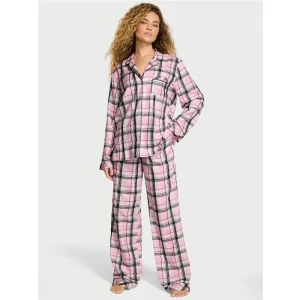 Pijama lunga de bumbac/modal Victoria’s Secret - Pink/Black/White a fost adăugat la favorite!