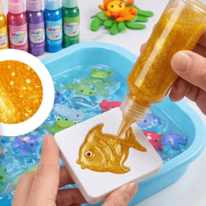 Set creație Apă Magică cu sclipici – 5 culori + 4 matrițe, 3 ani+ a fost adăugat la favorite!