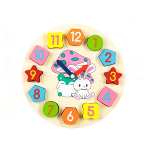 Puzzle multifunctional din lemn – Ceas educativ cu numere si forme, 25 cm a fost adăugat la favorite!